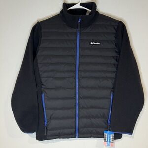 Columbia Jacket Mens Medium Black Juniper Peak TurboDown Hybrid Zip 590TD New
